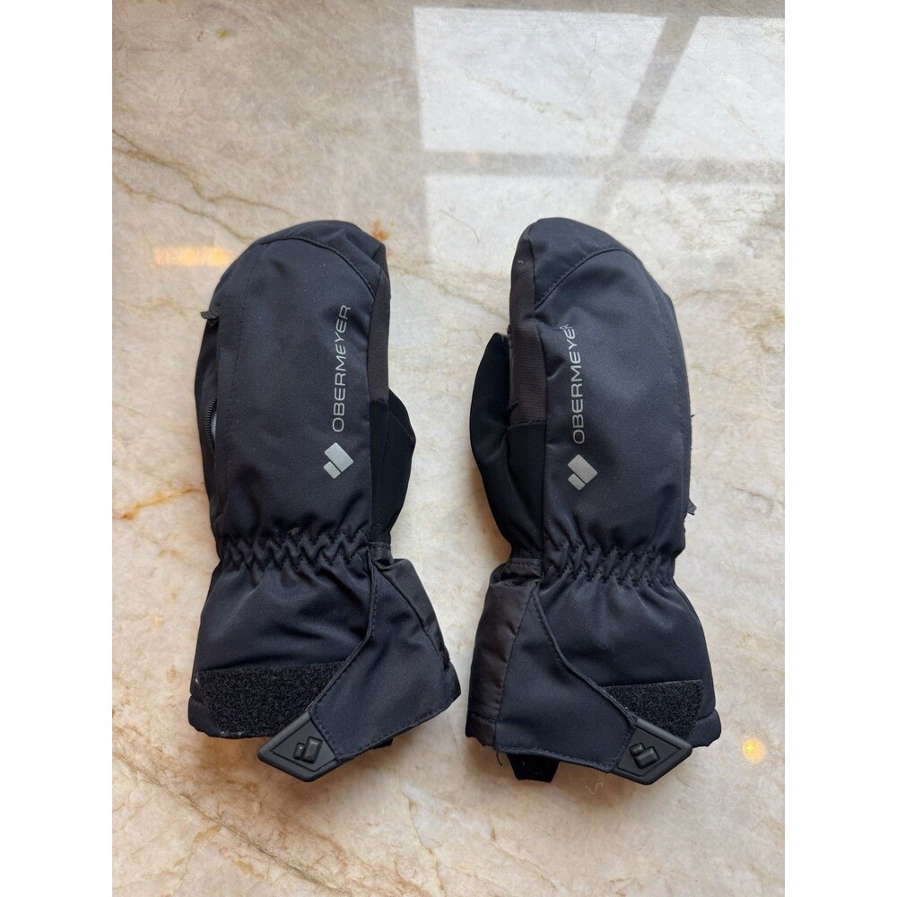 Obermeyer Teen Molten Ski Mittens Size S Black Waterproof Leather Palm 88004